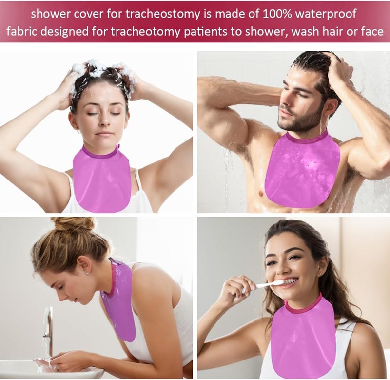EHUSPU Tracheostomy Shower Cover Neck Stoma Protector for Tracheostomy,Waterproof Shower Shield Neck Stoma Guard (Rose Red-1pc) - Image 3